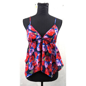 CAD sz S Cropped Tank Top blouse floral print sleeveless 0287